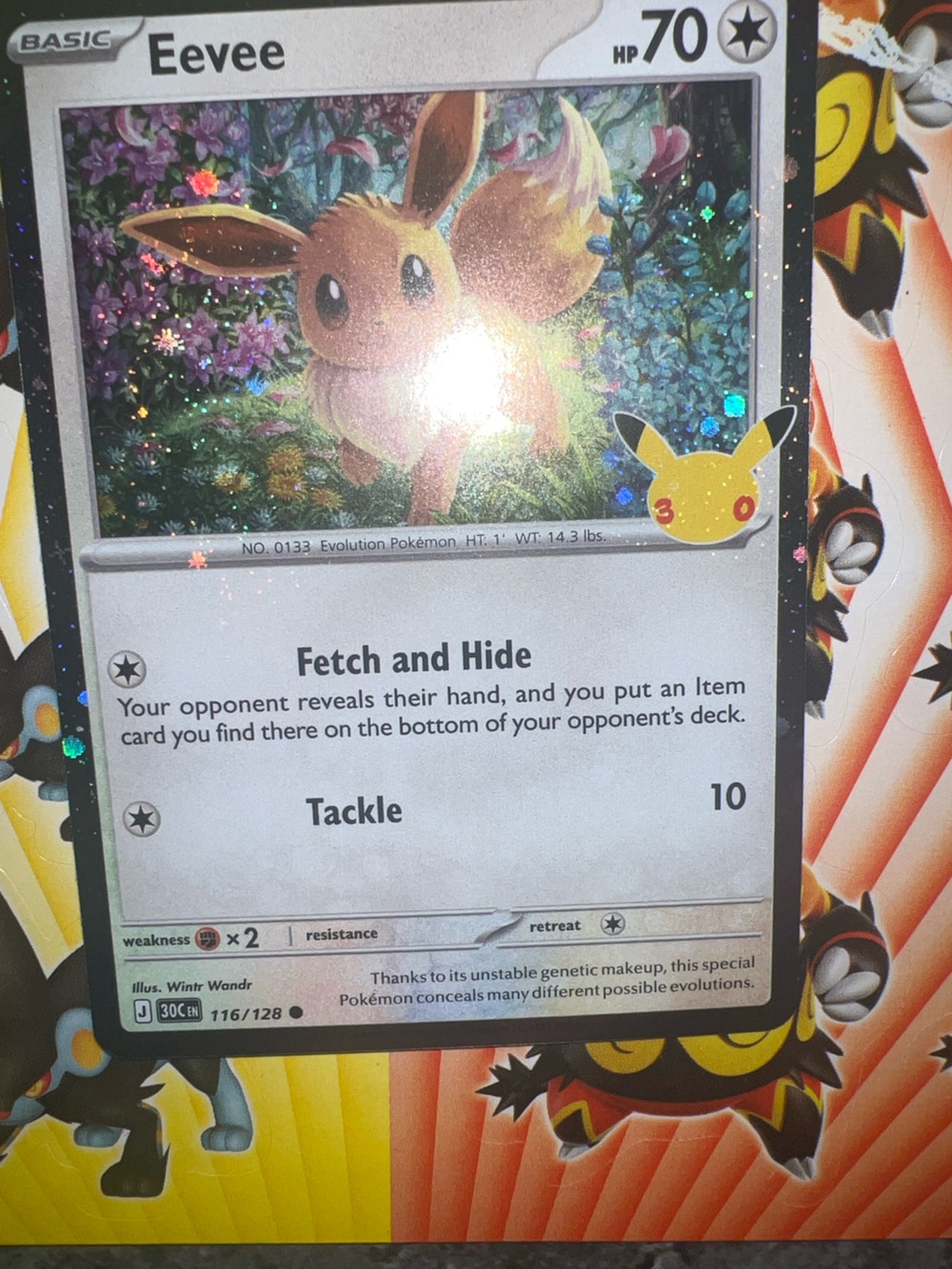 Pokemon Eevee Holographic Card - Brown, Yellow, Green, Purple
